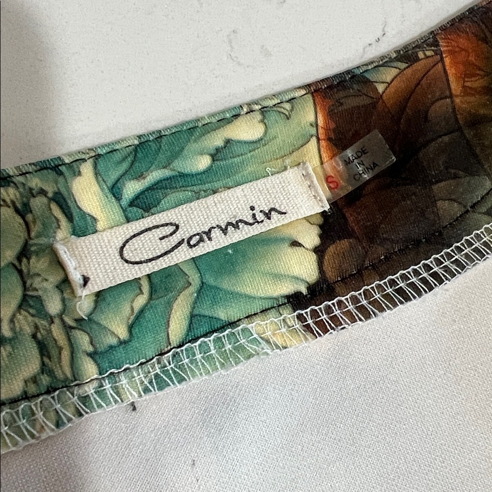Carmin USA Beautiful Blk & White W/Multi Color Florals Scuba Jacket In Zip Front - Picture 7 of 10
